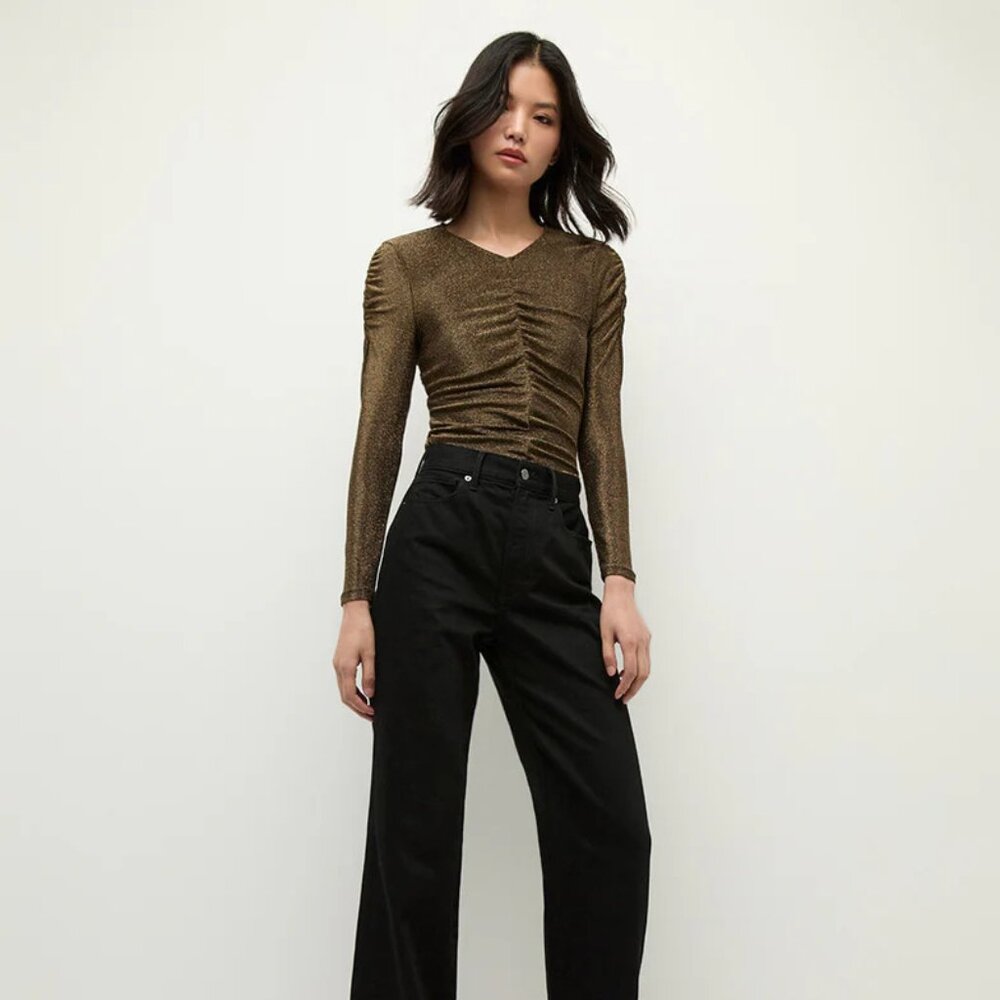 VERONICA BEARD Neeta Top in Antique Gold Lurex